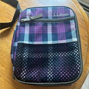 L.L. Bean Purple and Black Plaid Lunch Bag